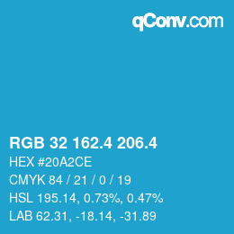 カラーコード: RGB 32 162.4 206.4 | qconv.com