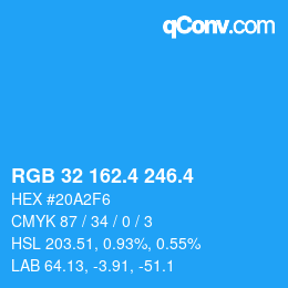 カラーコード: RGB 32 162.4 246.4 | qconv.com