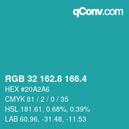 カラーコード: RGB 32 162.8 166.4 | qconv.com