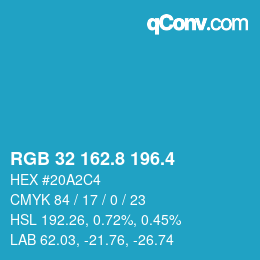 カラーコード: RGB 32 162.8 196.4 | qconv.com