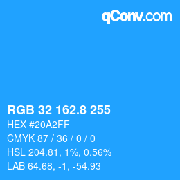 カラーコード: RGB 32 162.8 255 | qconv.com