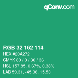 カラーコード: RGB 32 162 114 | qconv.com