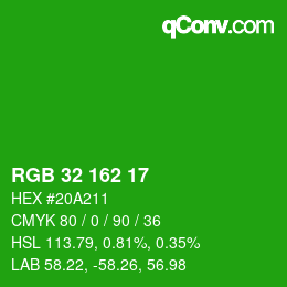 Color code: RGB 32 162 17 | qconv.com