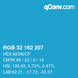 Color code: RGB 32 162 207 | qconv.com