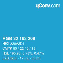 Color code: RGB 32 162 209 | qconv.com
