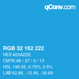 カラーコード: RGB 32 162 222 | qconv.com