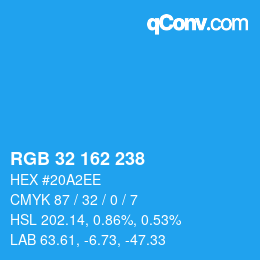 Farbcode: RGB 32 162 238 | qconv.com