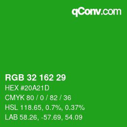 Color code: RGB 32 162 29 | qconv.com