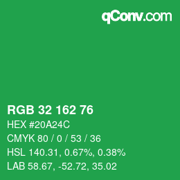 Color code: RGB 32 162 76 | qconv.com