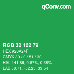 Color code: RGB 32 162 79 | qconv.com