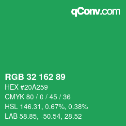Color code: RGB 32 162 89 | qconv.com
