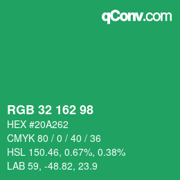 Color code: RGB 32 162 98 | qconv.com