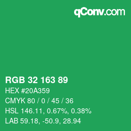 Color code: RGB 32 163 89 | qconv.com