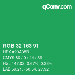Color code: RGB 32 163 91 | qconv.com