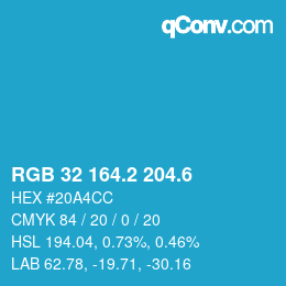 カラーコード: RGB 32 164.2 204.6 | qconv.com