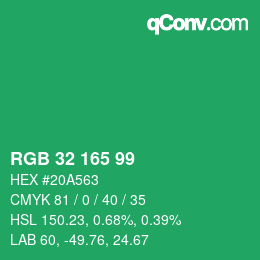 Color code: RGB 32 165 99 | qconv.com
