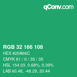 Color code: RGB 32 166 108 | qconv.com