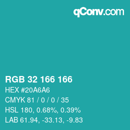 Color code: RGB 32 166 166 | qconv.com
