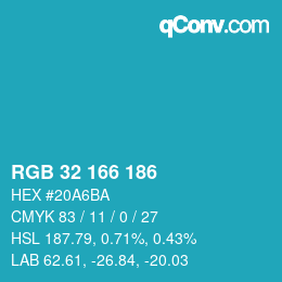 Color code: RGB 32 166 186 | qconv.com