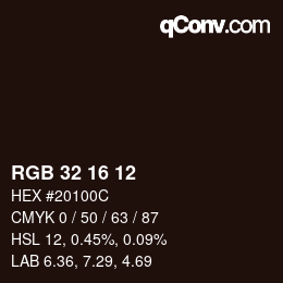 Color code: RGB 32 16 12 | qconv.com
