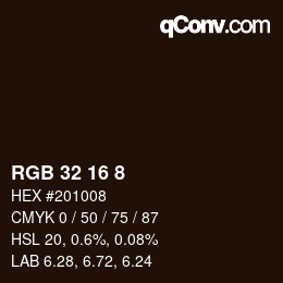 カラーコード: RGB 32 16 8 | qconv.com