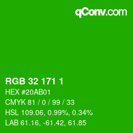 Color code: RGB 32 171 1 | qconv.com