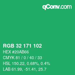 Color code: RGB 32 171 102 | qconv.com