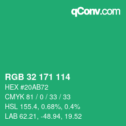 Color code: RGB 32 171 114 | qconv.com