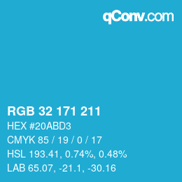 Color code: RGB 32 171 211 | qconv.com