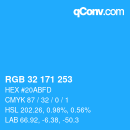 Color code: RGB 32 171 253 | qconv.com