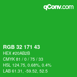 Color code: RGB 32 171 43 | qconv.com