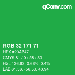 Color code: RGB 32 171 71 | qconv.com