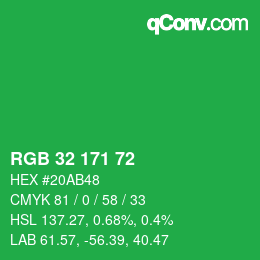 Color code: RGB 32 171 72 | qconv.com