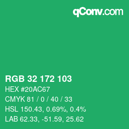 颜色代码: RGB 32 172 103 | qconv.com