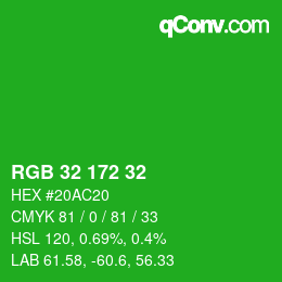 Color code: RGB 32 172 32 | qconv.com