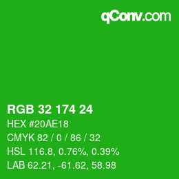 Color code: RGB 32 174 24 | qconv.com