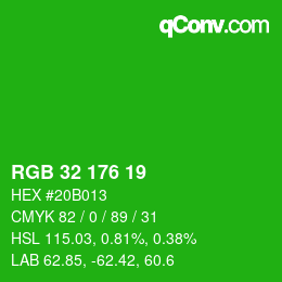 Color code: RGB 32 176 19 | qconv.com