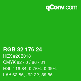 Color code: RGB 32 176 24 | qconv.com