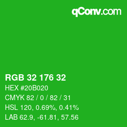 Color code: RGB 32 176 32 | qconv.com