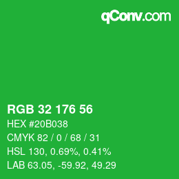 Color code: RGB 32 176 56 | qconv.com