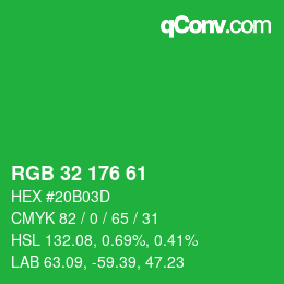 Color code: RGB 32 176 61 | qconv.com