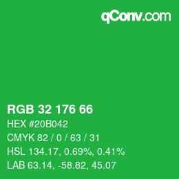 Color code: RGB 32 176 66 | qconv.com