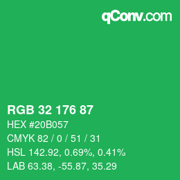 Color code: RGB 32 176 87 | qconv.com