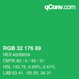 Color code: RGB 32 176 89 | qconv.com
