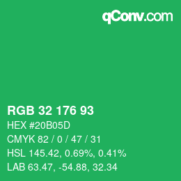 Color code: RGB 32 176 93 | qconv.com
