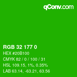 Color code: RGB 32 177 0 | qconv.com