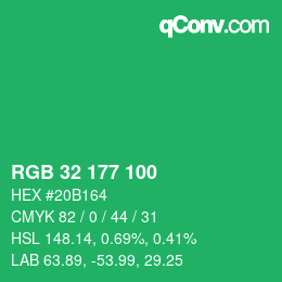 Color code: RGB 32 177 100 | qconv.com