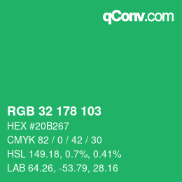 Color code: RGB 32 178 103 | qconv.com