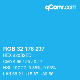 Color code: RGB 32 178 237 | qconv.com