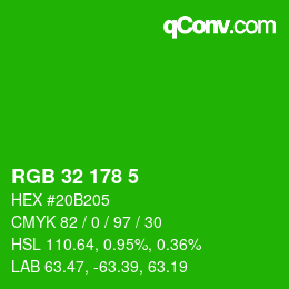 Color code: RGB 32 178 5 | qconv.com